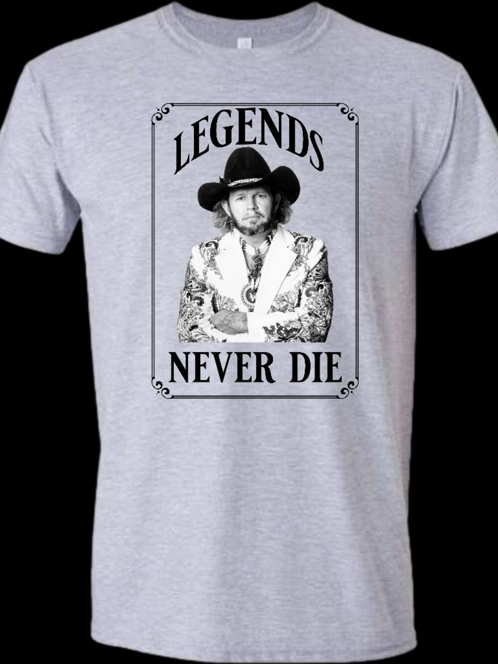 David Allan Coe Legends Never Die Crew Neck Short Sleeve T-Shirt
